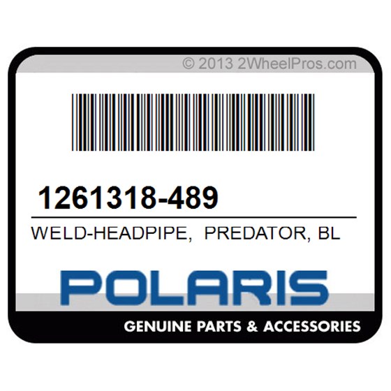 Polaris 1261318-489 Weld-Headpipe, Predator, Blk