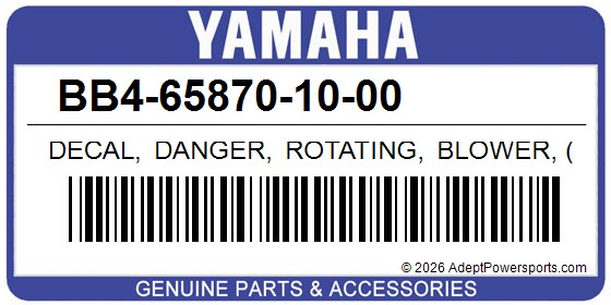 Yamaha BB4-65870-10-00 Decal, Danger, Rotating, Blower, (Deflector, Chute)