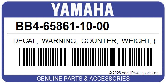 Yamaha BB4-65861-10-00 Decal, Warning, Counter, Weight, (Blower, Housing)