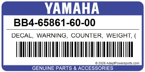 Yamaha BB4-65861-60-00 Decal, Warning, Counter, Weight, (Behind, Blade)