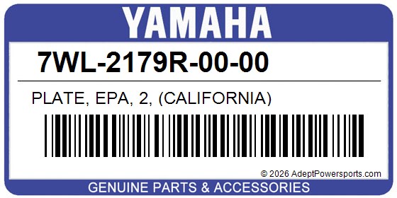 Yamaha 7WL-2179R-00-00 Plate, Epa, 2, (California)