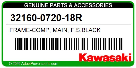 Kawasaki 32160-0720-18R Frame-Comp, Main, F.S.Black