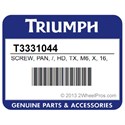 Triumph T3331044 Screw, Pan, /, Hd, Tx, M6, X, 16, Slv