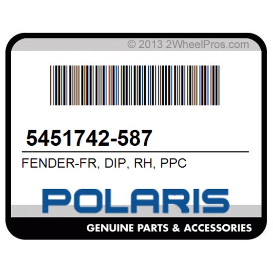 Polaris 5451742-587 Fender-Fr, Dip, Rh, Ppc
