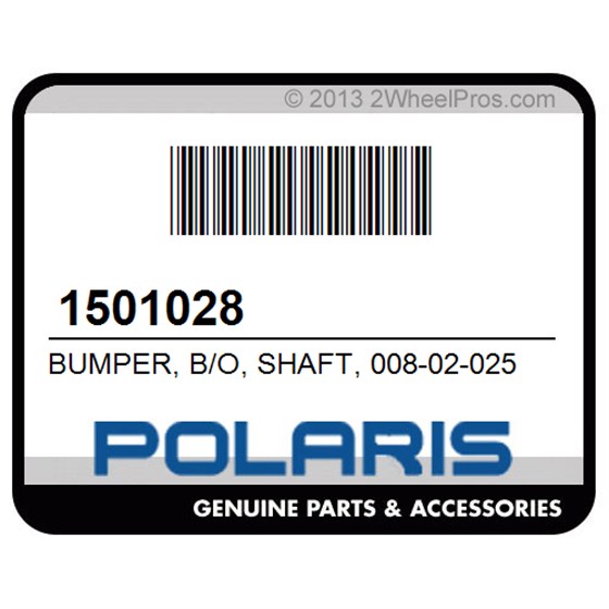 Polaris 1501028 Bumper, B/O, Shaft, 008-02-025