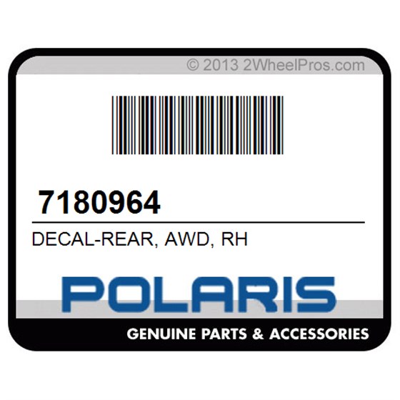 Polaris 7180964 Decal-Rear, Awd, Rh