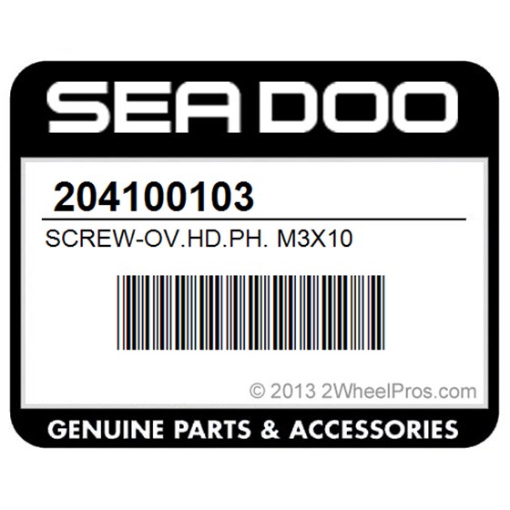 Sea-Doo 204100103 Screw-Ov.Hd.Ph. M3x10