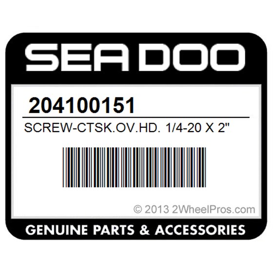 Sea-Doo 204100151 Screw-Ctsk.Ov.Hd. 1/4-20 X 2"
