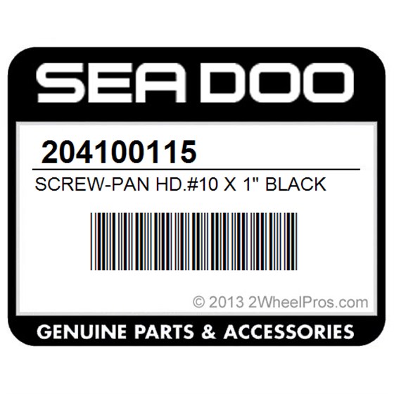 Sea-Doo 204100115 Screw-Pan Hd.#10 X 1" Black