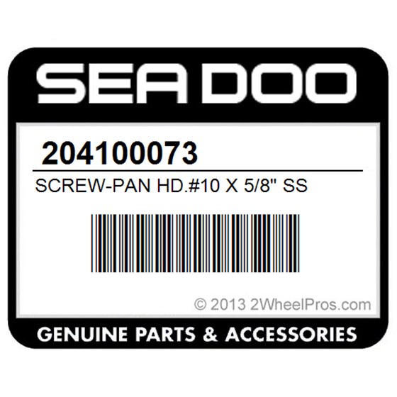 Sea-Doo 204100073 Screw-Pan Hd.#10 X 5/8" Ss