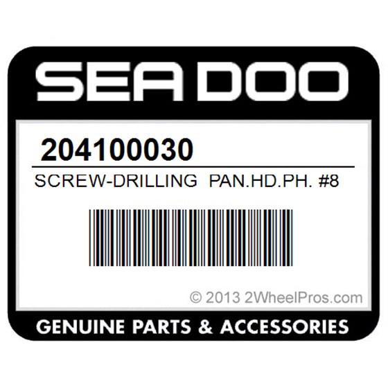 Sea-Doo 204100030 Screw-Drilling Pan.Hd.Ph. #8X1/2"