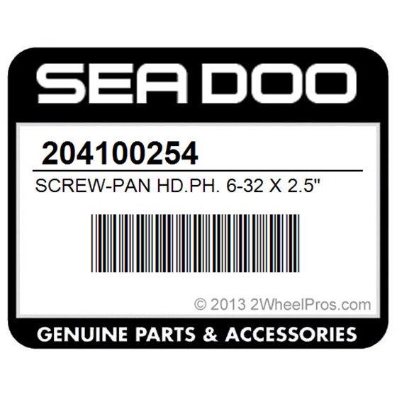 Sea-Doo 204100254 Screw-Pan Hd.Ph. 6-32 X 2.5"