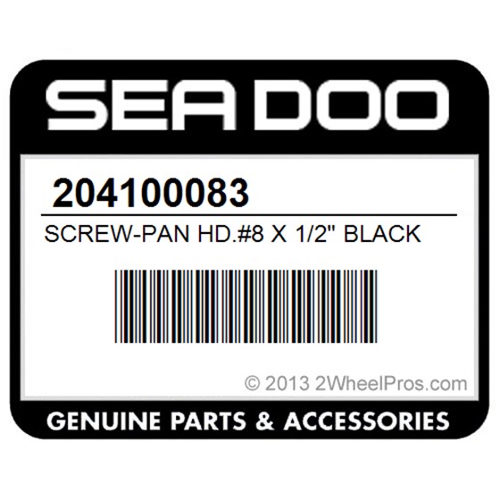 Sea-Doo 204100083 Screw-Pan Hd.#8 X 1/2" Black