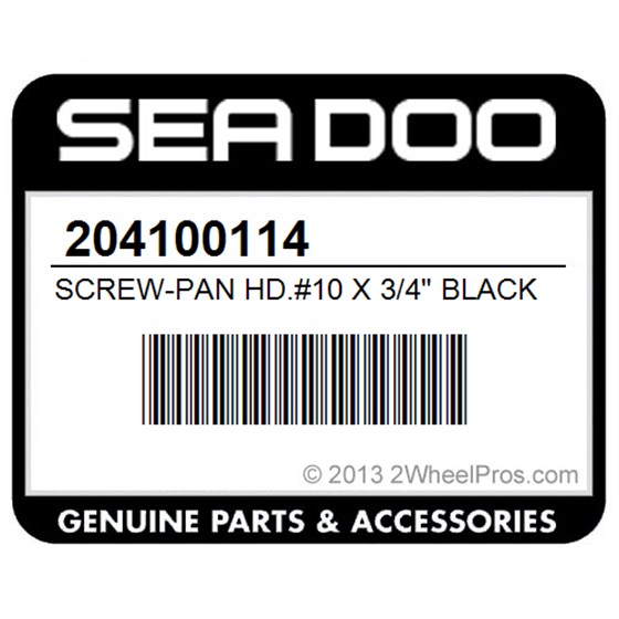 Sea-Doo 204100114 Screw-Pan Hd.#10 X 3/4" Black