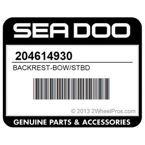 Sea-Doo 204614930 Backrest-Bow/Stbd