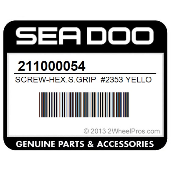 Sea-Doo 211000054 Screw-Hex.S.Grip #2353 Yellow