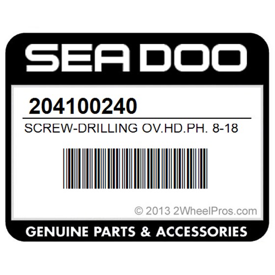Sea-Doo 204100240 Screw-Drilling Ov.Hd.Ph. 8-18 X 1"