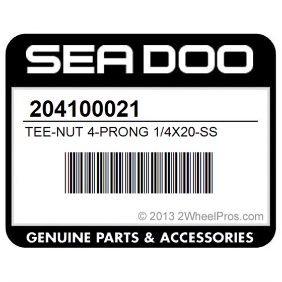 Sea-Doo 204100021 Tee-Nut 4-Prong 1/4X20-Ss