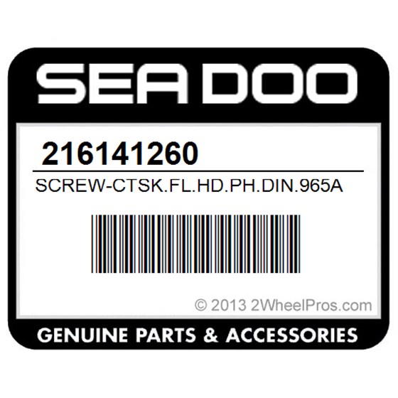 Sea-Doo 216141260 Screw-Ctsk.Fl.Hd.Ph.Din.965A-A2
