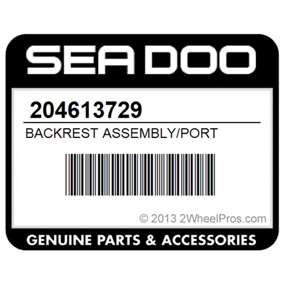 Sea-Doo 204613729 Backrest Assembly/Port