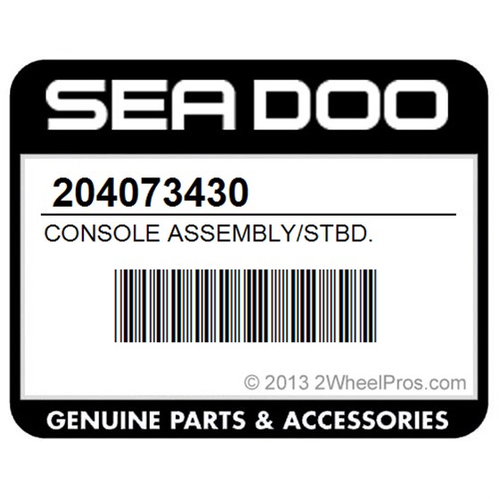 Sea-Doo 204073430 Console Assembly/Stbd.