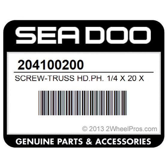 Sea-Doo 204100200 Screw-Truss Hd.Ph. 1/4 X 20 X 1-1/2" Ss