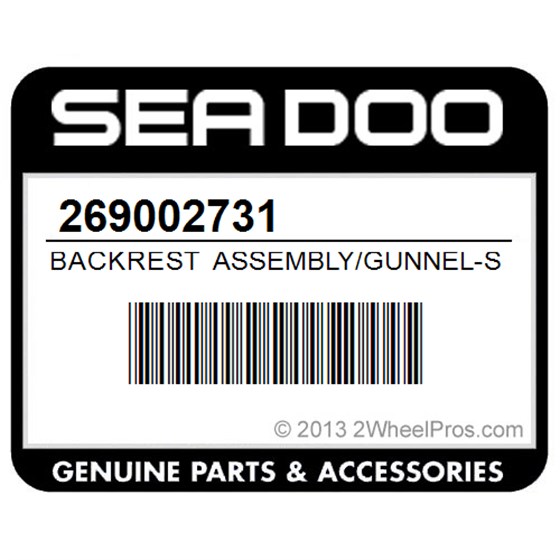 Sea-Doo 269002731 Backrest Assembly/Gunnel-Spotter