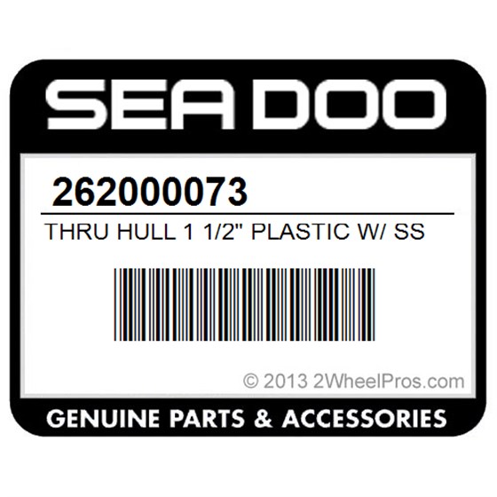 Sea-Doo 262000073 Thru Hull 1 1/2" Plastic W/ Ss Ring