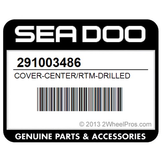 Sea-Doo 291003486 Cover-Center/Rtm-Drilled