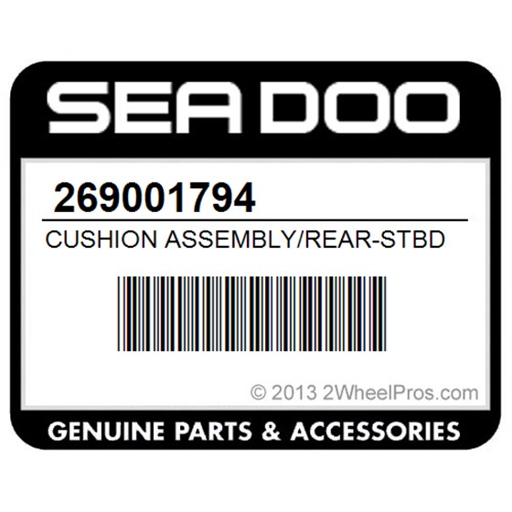 Sea-Doo 269001794 Cushion Assembly/Rear-Stbd