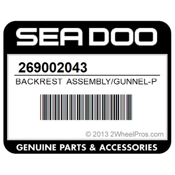 Sea-Doo 269002043 Backrest Assembly/Gunnel-Port