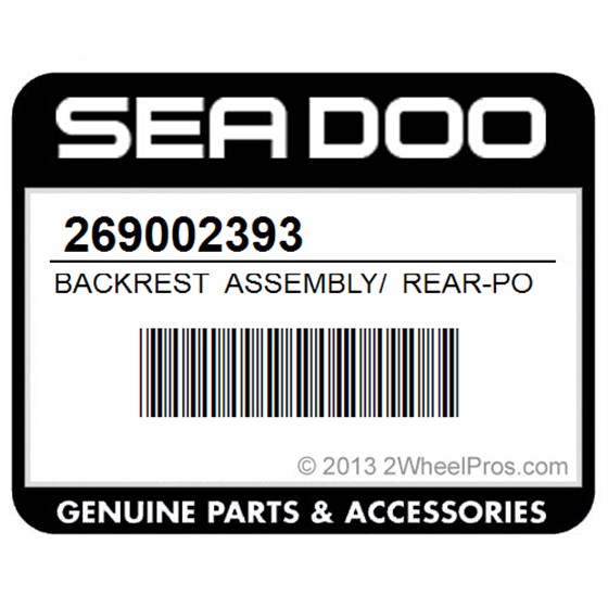Sea-Doo 269002393 Backrest Assembly/ Rear-Port