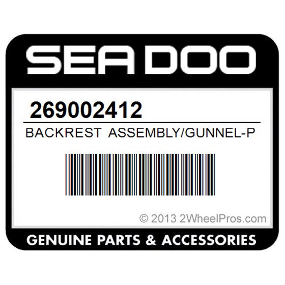Sea-Doo 269002412 Backrest Assembly/Gunnel-Port