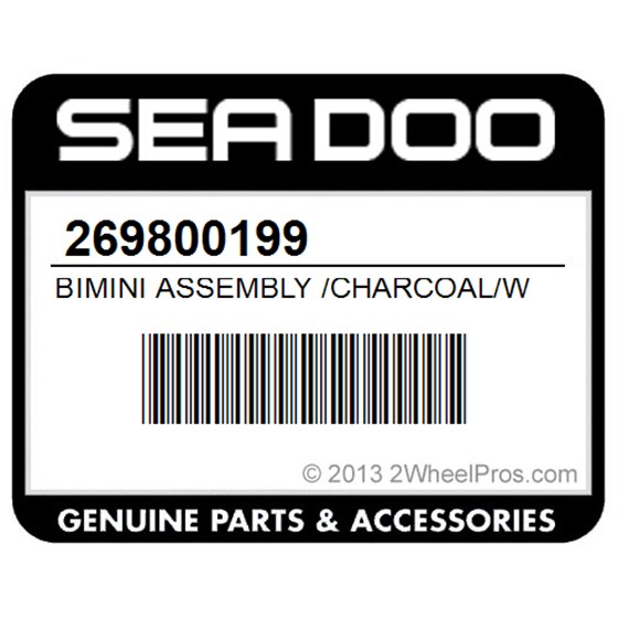 Sea-Doo 269800199 Bimini Assembly /Charcoal/Wo-Twr