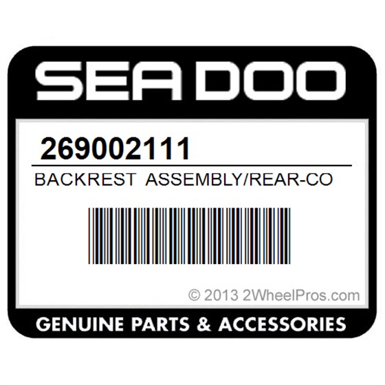 Sea-Doo 269002111 Backrest Assembly/Rear-Corner/Port