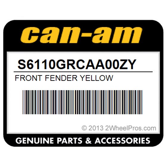 Can-Am S6110GRCAA00ZY Front Fender Yellow