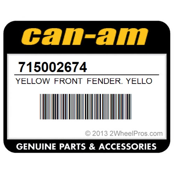 Can-Am 715002674 Yellow Front Fender. Yellow Model Outlander International