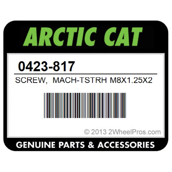 Arctic Cat 0423-817 Screw, Mach-Tstrh M8x1.25X20 Cl8.8 W/Lock