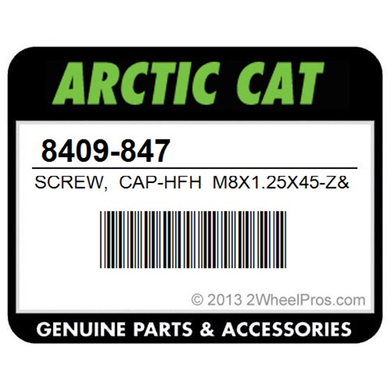 Arctic Cat 8409-847 Screw, Cap-Hfh M8x1.25X45-Z&Y-Red