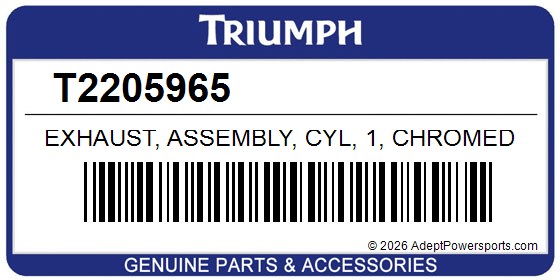 Triumph T2205965 Exhaust, Assembly, Cyl, 1, Chromed