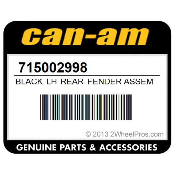Can-Am 715002998 Black Lh Rear Fender Assembly