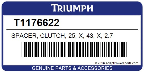 Triumph T1176622 Spacer, Clutch, 25, X, 43, X, 2.7