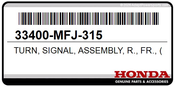 Honda 33400-MFJ-315 Turn, Signal, Assembly, R., Fr., (Coo)