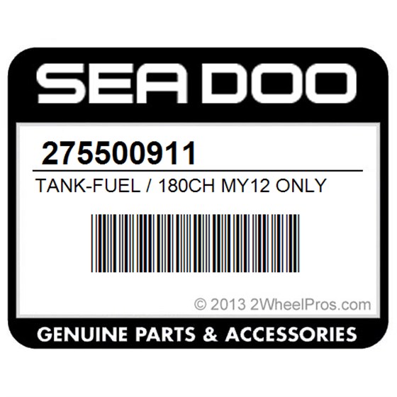 Sea-Doo 275500911 Tank-Fuel / 180Ch My12 Only