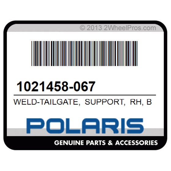 Polaris 1021458-067 Weld-Tailgate, Support, Rh, Blk
