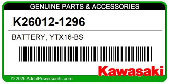 Kawasaki K26012-1296 Battery, Ytx16-Bs