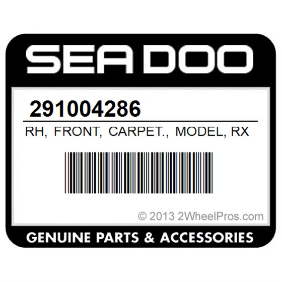 Sea-Doo 291004286 Rh, Front, Carpet., Model, Rxt-X, 300, Rxt-X, Rs, 300
