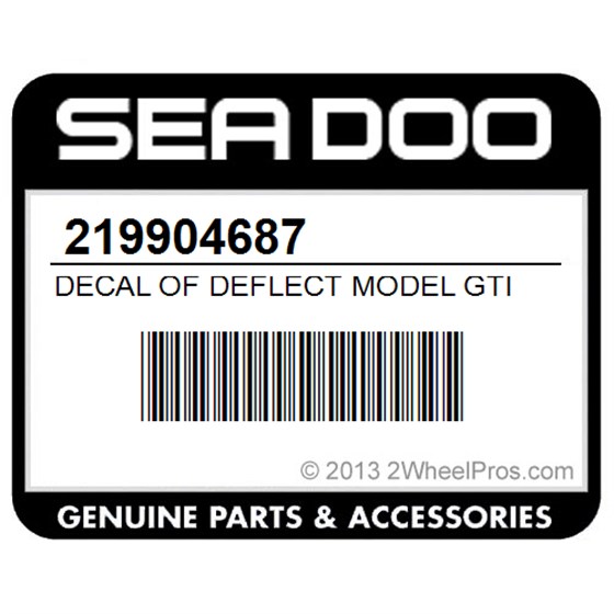 Sea-Doo 219904687 Decal Of Deflect Model Gti With Package Se & Color Black