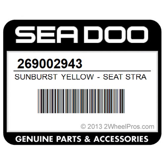 Sea-Doo 269002943 Sunburst Yellow - Seat Strap. Model 2 Up - Yellow