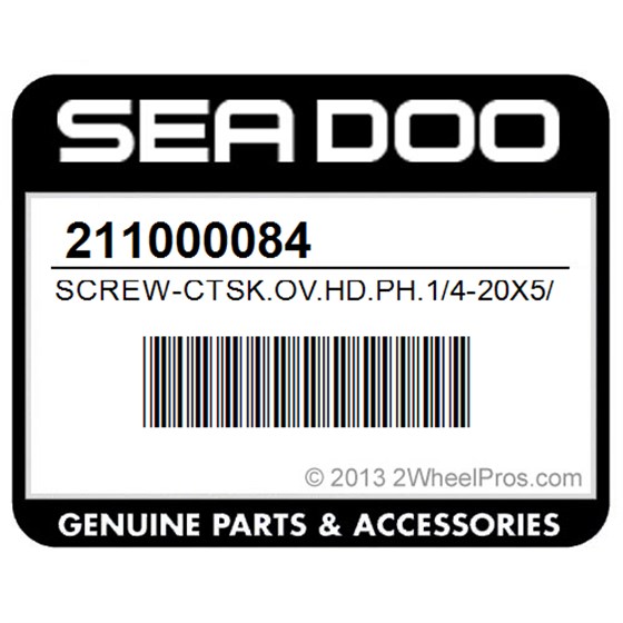 Sea-Doo 211000084 Screw-Ctsk.Ov.Hd.Ph.1/4-20X5/8